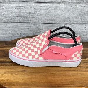 Vans Pink and Cream Checkered Sneakers